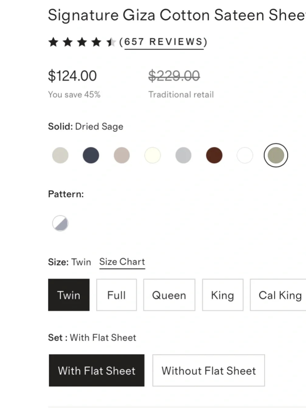 Signature Giza Cotton Sateen Sheet Set Twin Dried Sage Green